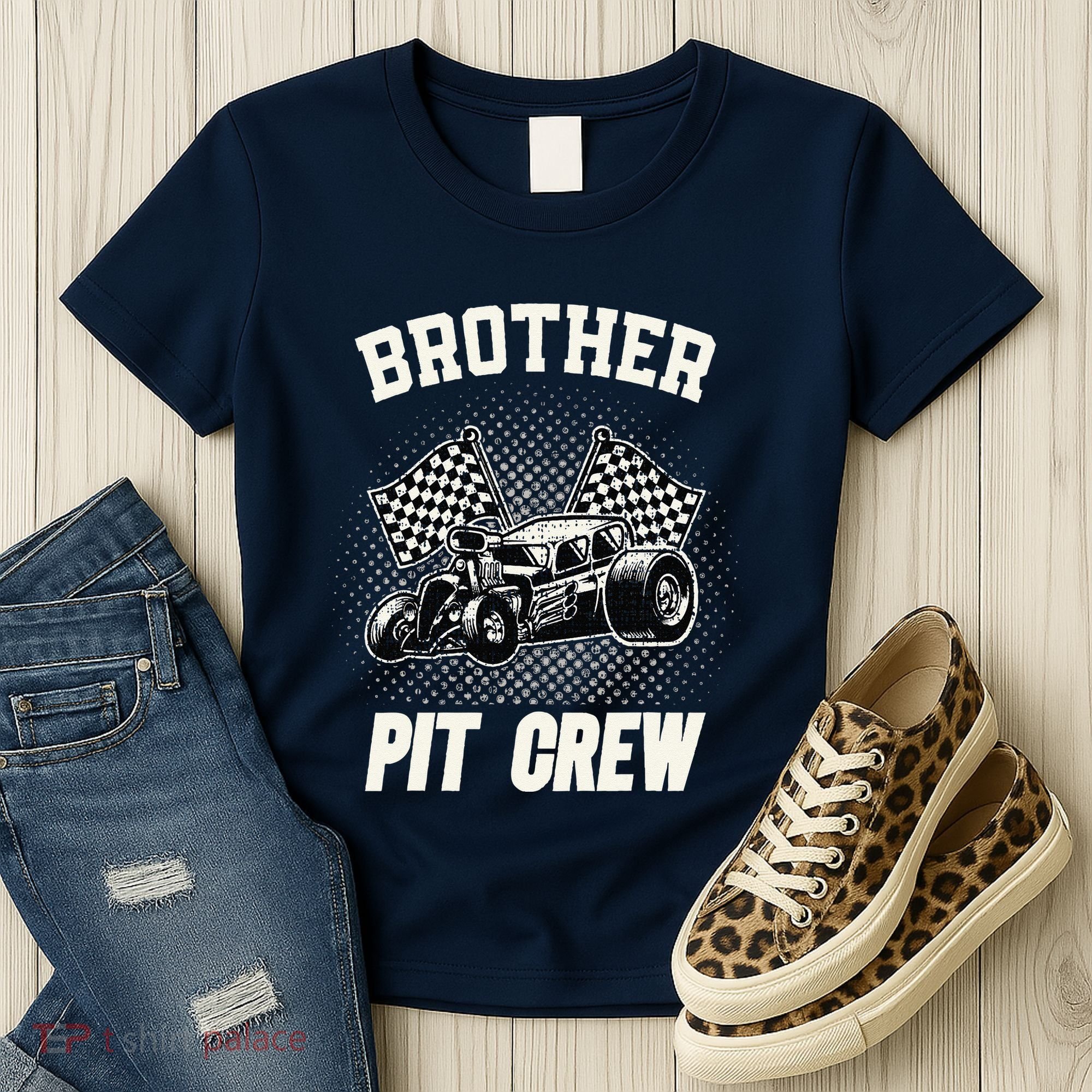 Brother Pit Crew Funny Race Car Birthday Party Racing Family Women's T-Shirt