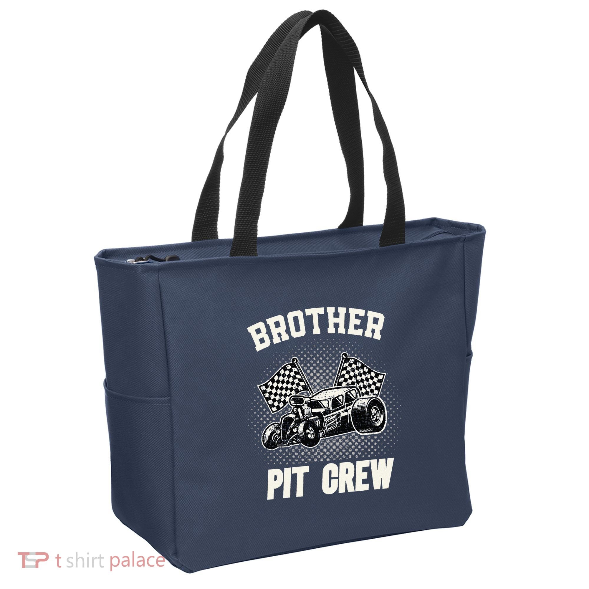 Brother Pit Crew Funny Race Car Birthday Party Racing Family Tote Bag