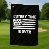 Bold Patriotic Cutesy Time Is Over Golf Towel thumb 1