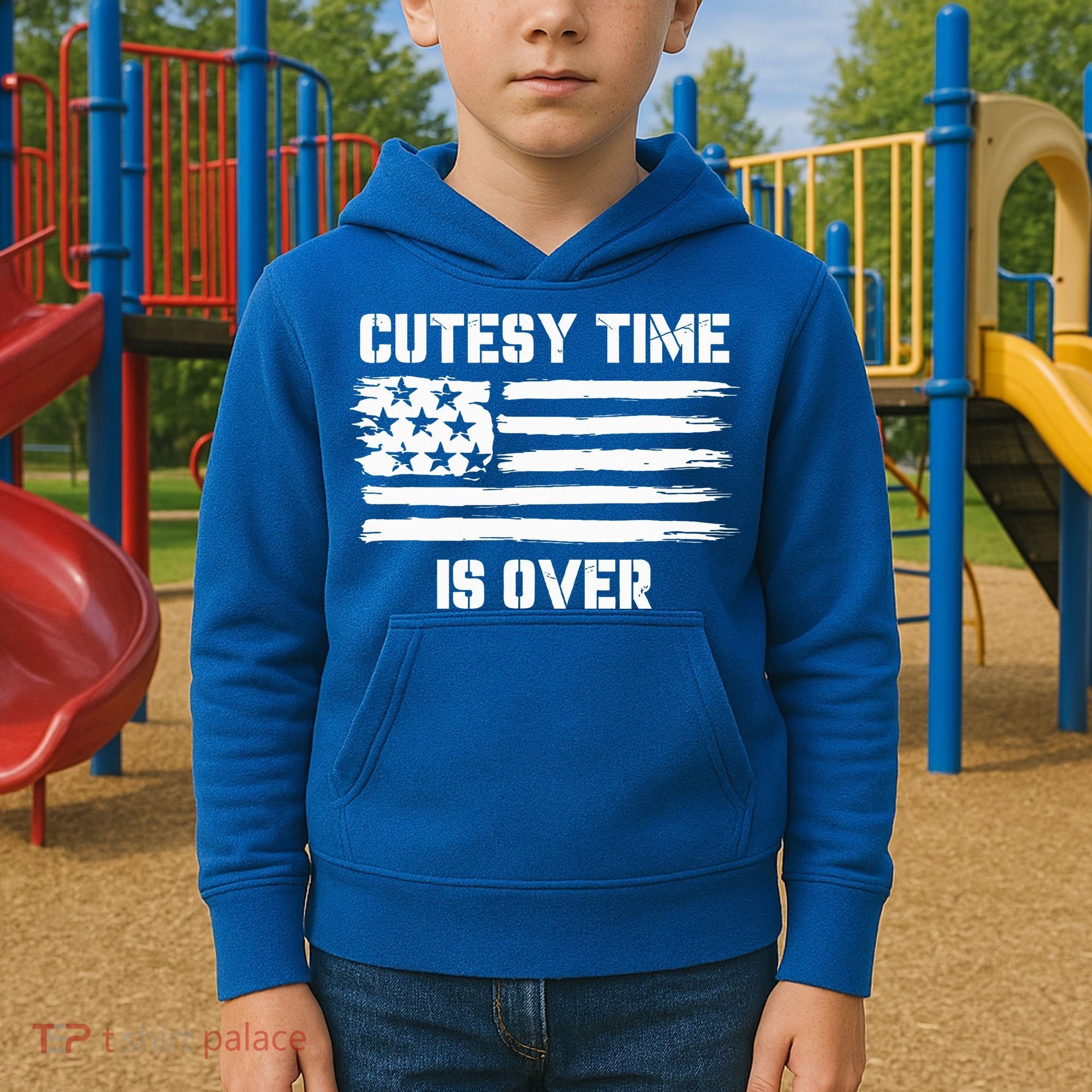 Bold Patriotic Cutesy Time Is Over Kids Hoodie