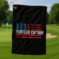 Boating Pontoon Captain Pontoon Boat Golf Towel thumb 1