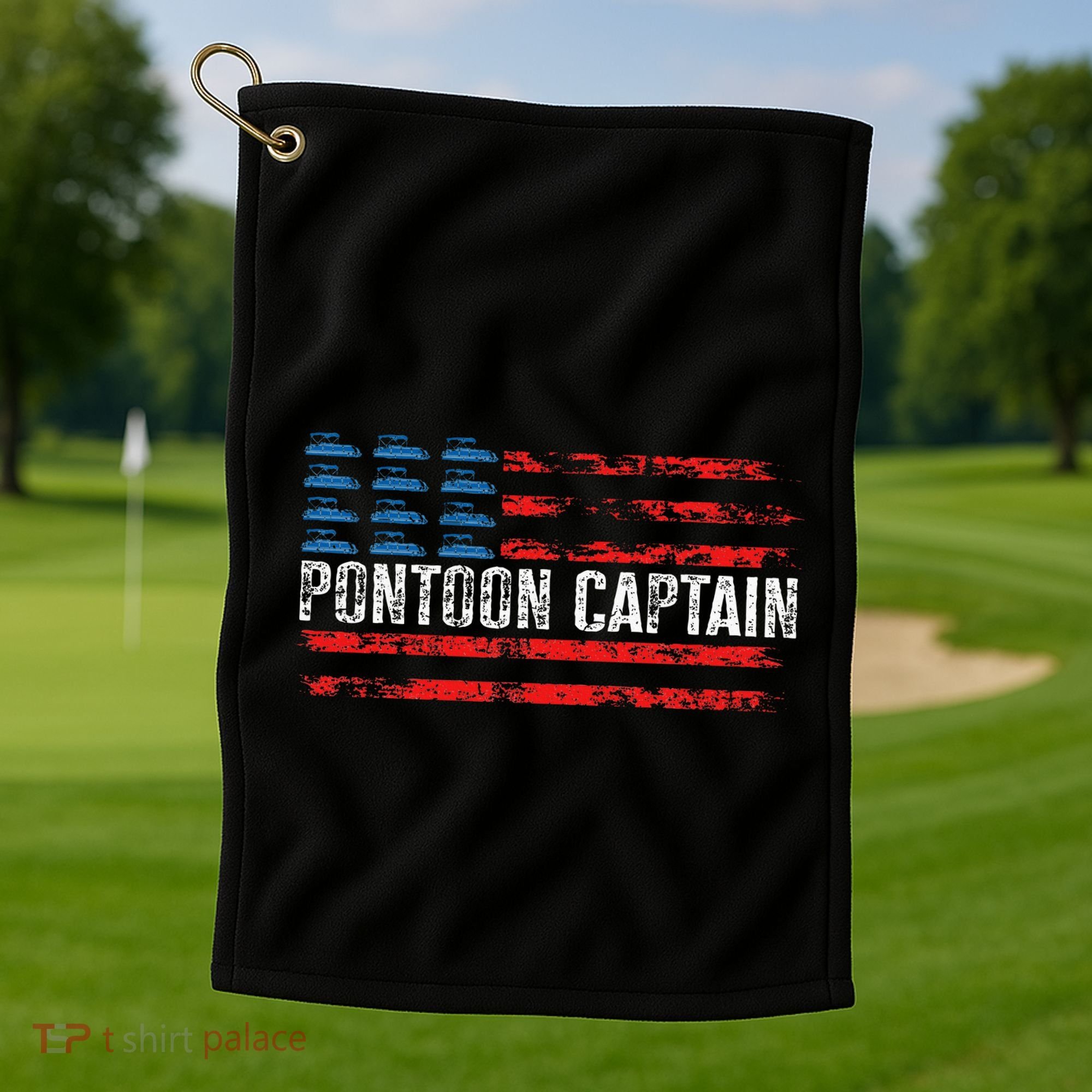 Boating Pontoon Captain Pontoon Boat Golf Towel