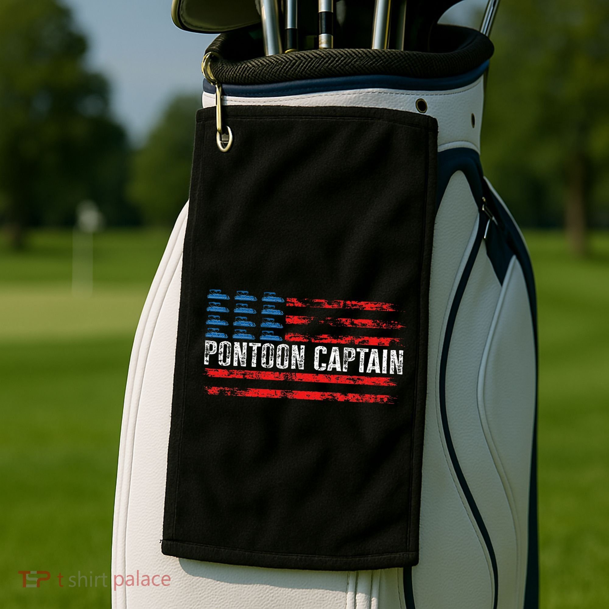 Boating Pontoon Captain Pontoon Boat Golf Towel