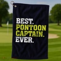 Best Pontoon Captain Ever | Pontoon Boat Golf Towel thumb 1