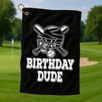 Baseball Pitcher Catcher Helmet Birthday Funny Gift Cool Gift Golf Towel thumb 1