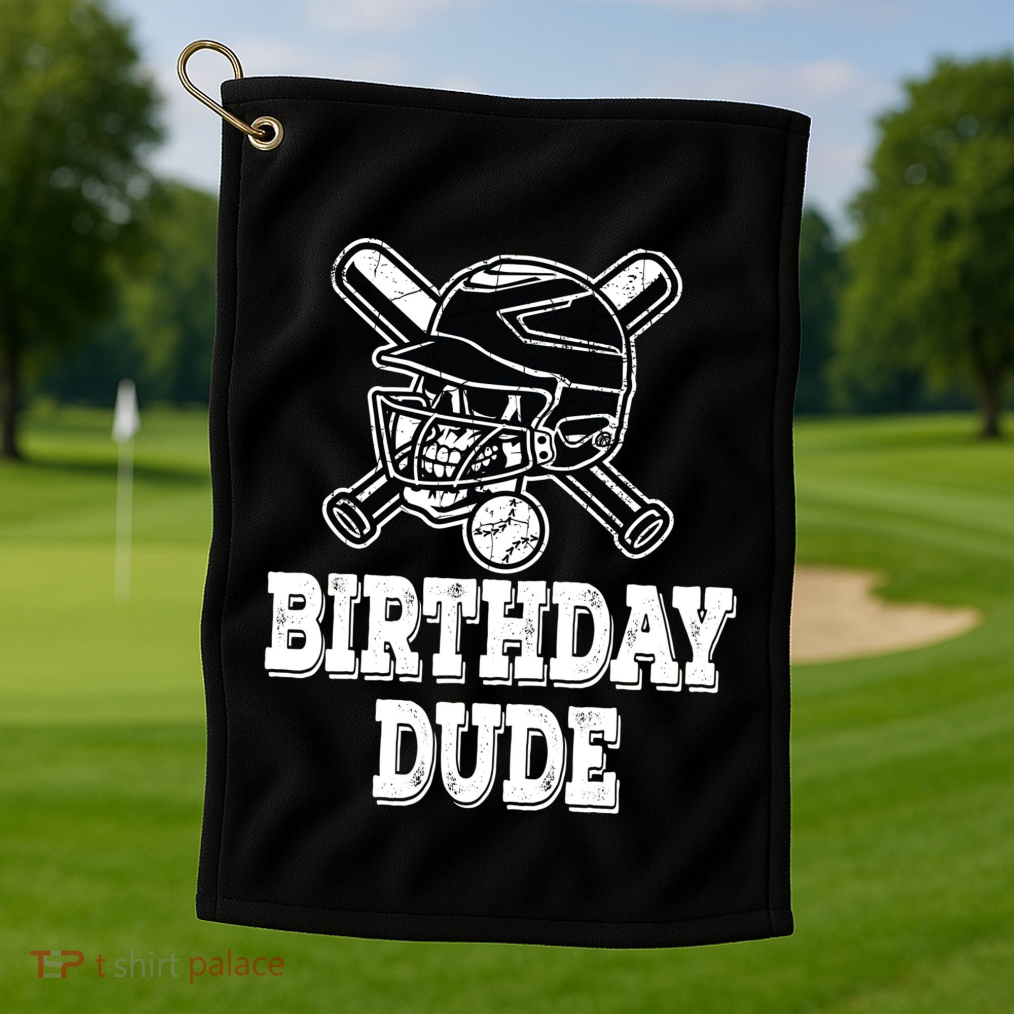Baseball Pitcher Catcher Helmet Birthday Funny Gift Cool Gift Golf Towel