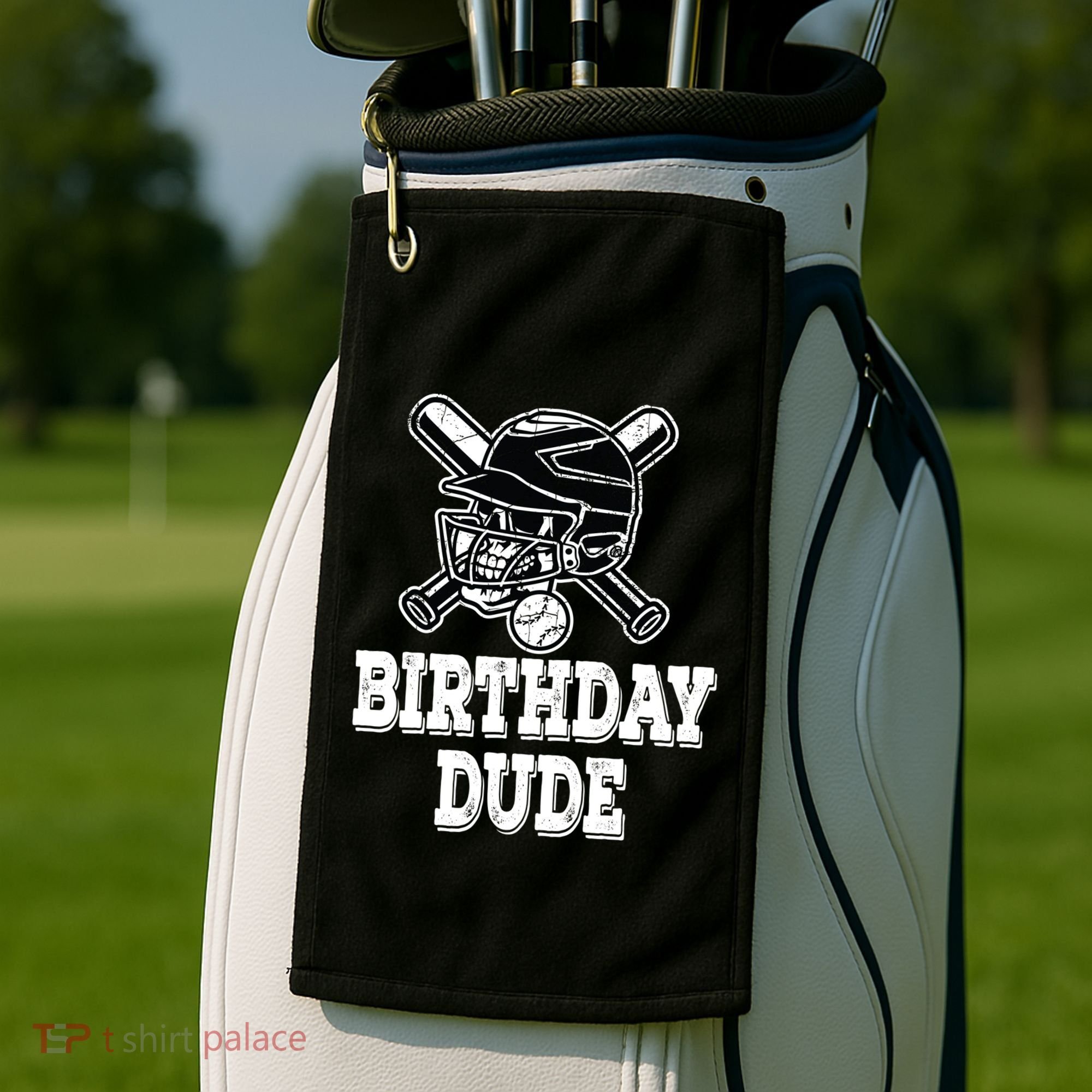 Baseball Pitcher Catcher Helmet Birthday Funny Gift Cool Gift Golf Towel