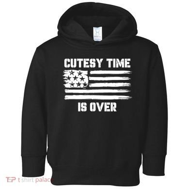 Bold Patriotic Cutesy Time Is Over Design Toddler Hoodie