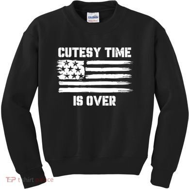 Bold Patriotic Cutesy Time Is Over Design Kids Sweatshirt