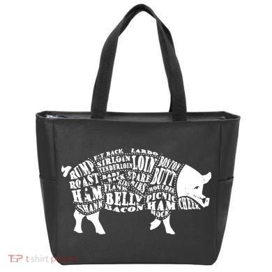 Bbq Pig Cuts Barbecue And Grilling Tote Bag