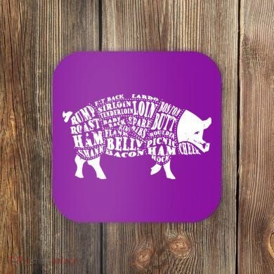 Bbq Pig Cuts Barbecue And Grilling Coaster