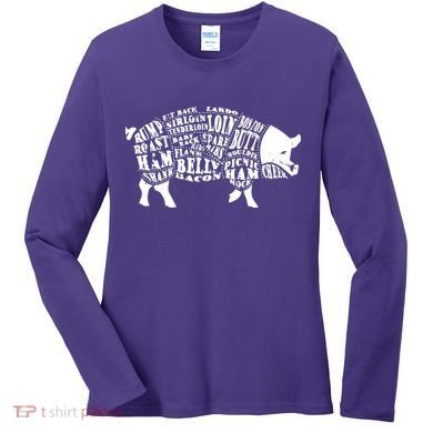 Bbq Pig Cuts Barbecue And Grilling Women's Long Sleeve Shirt