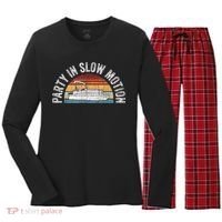 Best Pontoon Captain Boat Party In Slow Motion Women's Long Sleeve Flannel Pajama Set  thumb 0