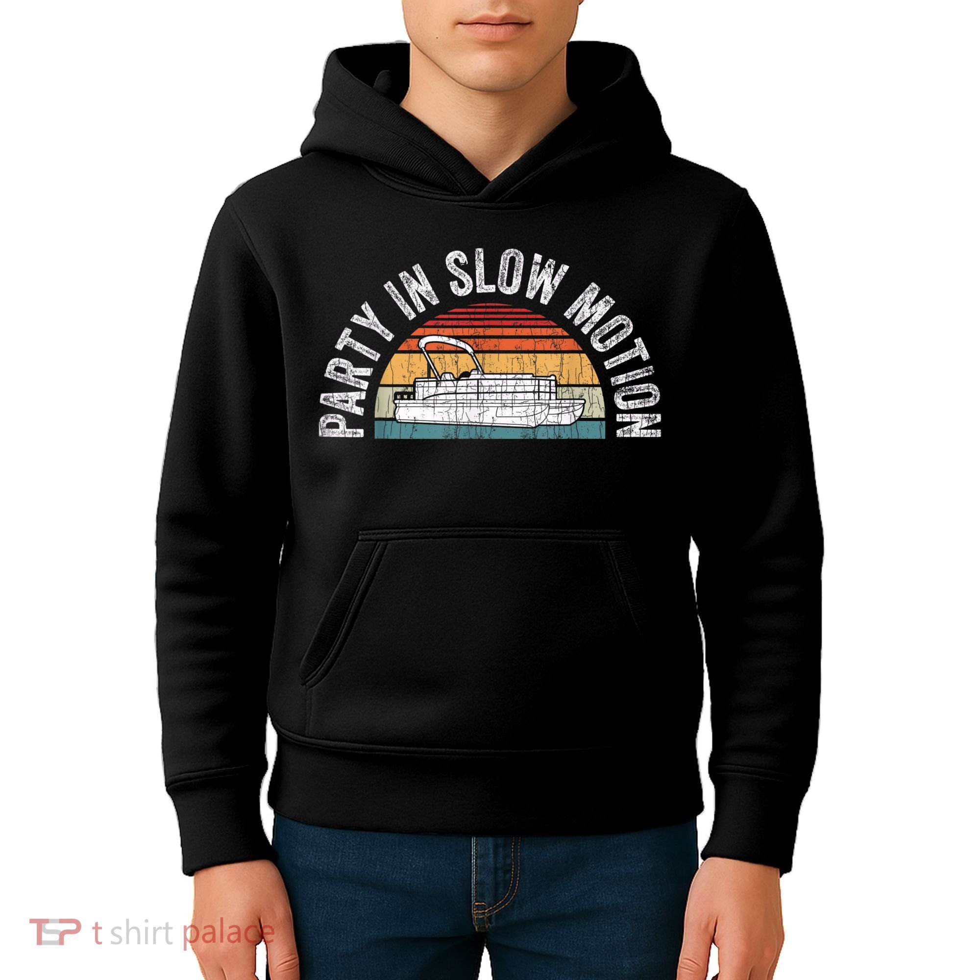 Best Pontoon Captain Boat Party In Slow Motion Kids Hoodie
