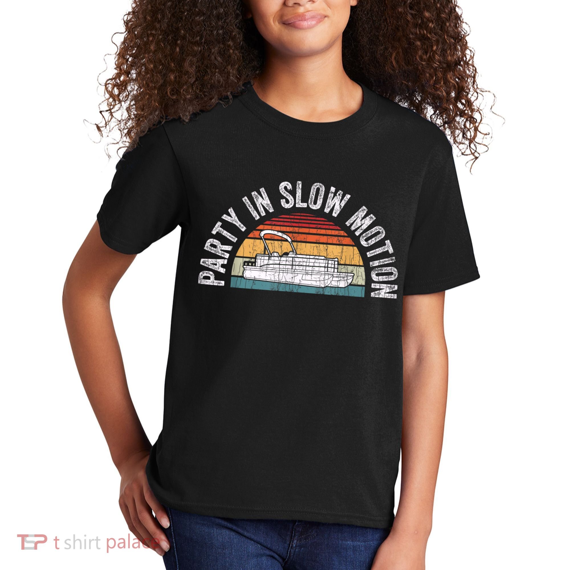 Best Pontoon Captain Boat Party In Slow Motion Kids T-Shirt