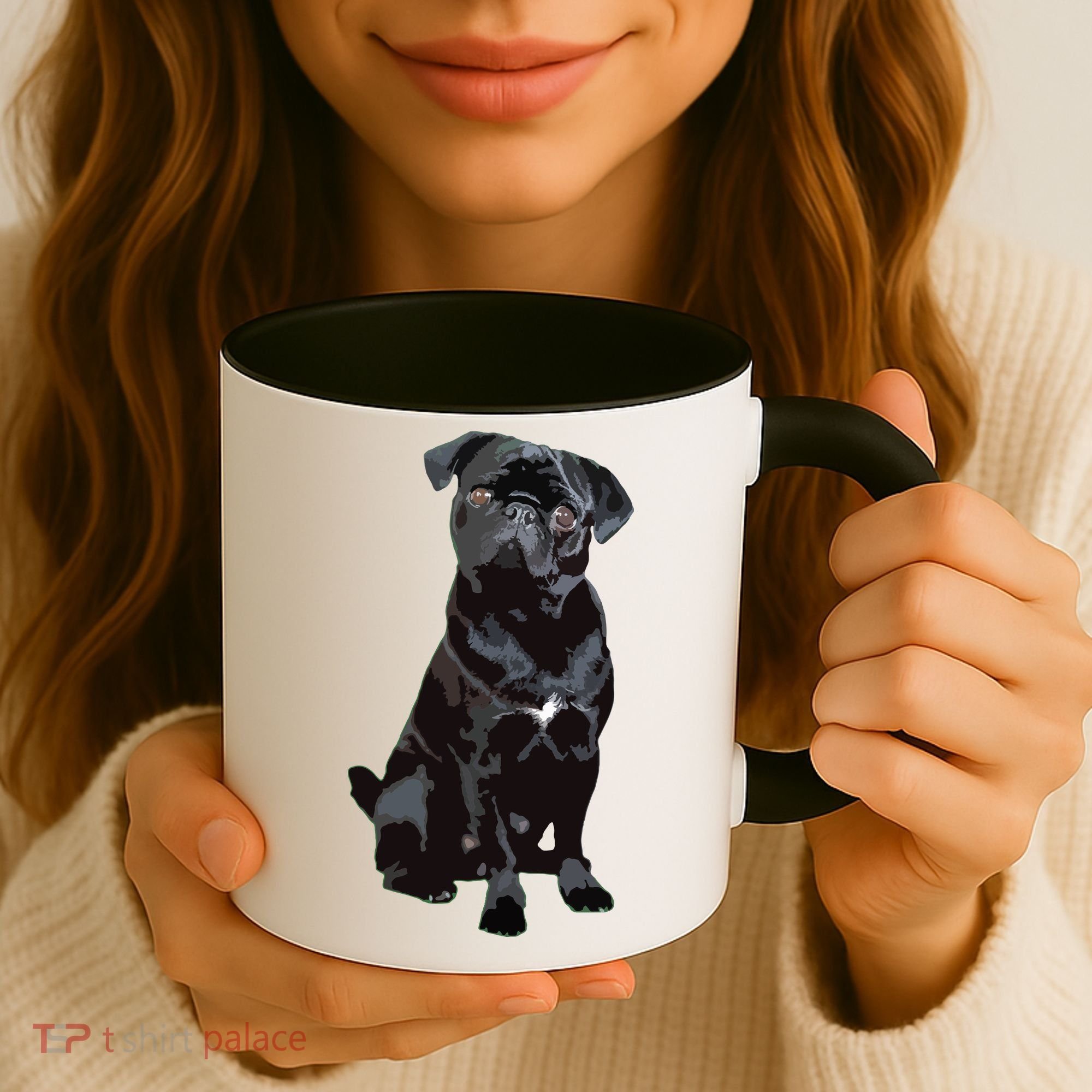 Black Pug Dog For Dog Mom Dad Funny Cute Black Pug Coffee Mug