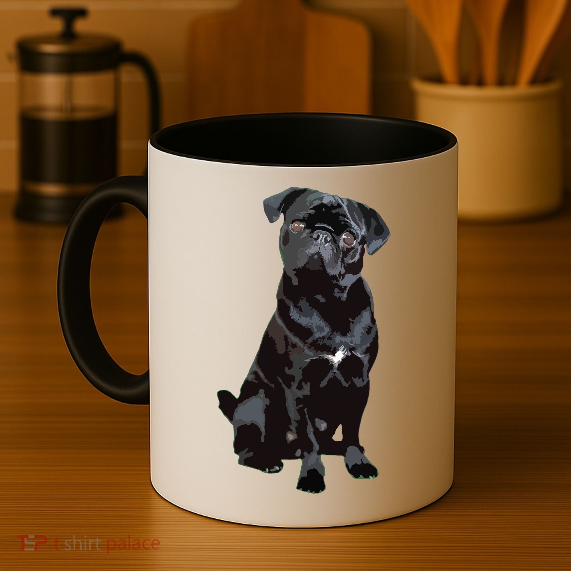Black Pug Dog For Dog Mom Dad Funny Cute Black Pug Coffee Mug