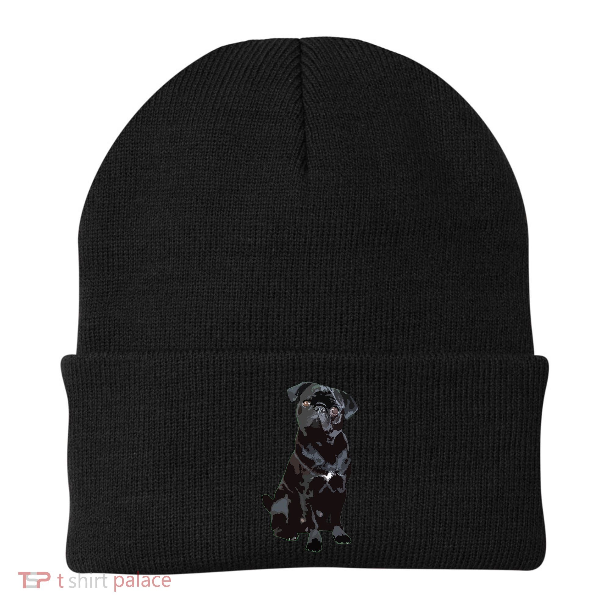 Black Pug Dog For Dog Mom Dad Funny Cute Black Pug Beanie