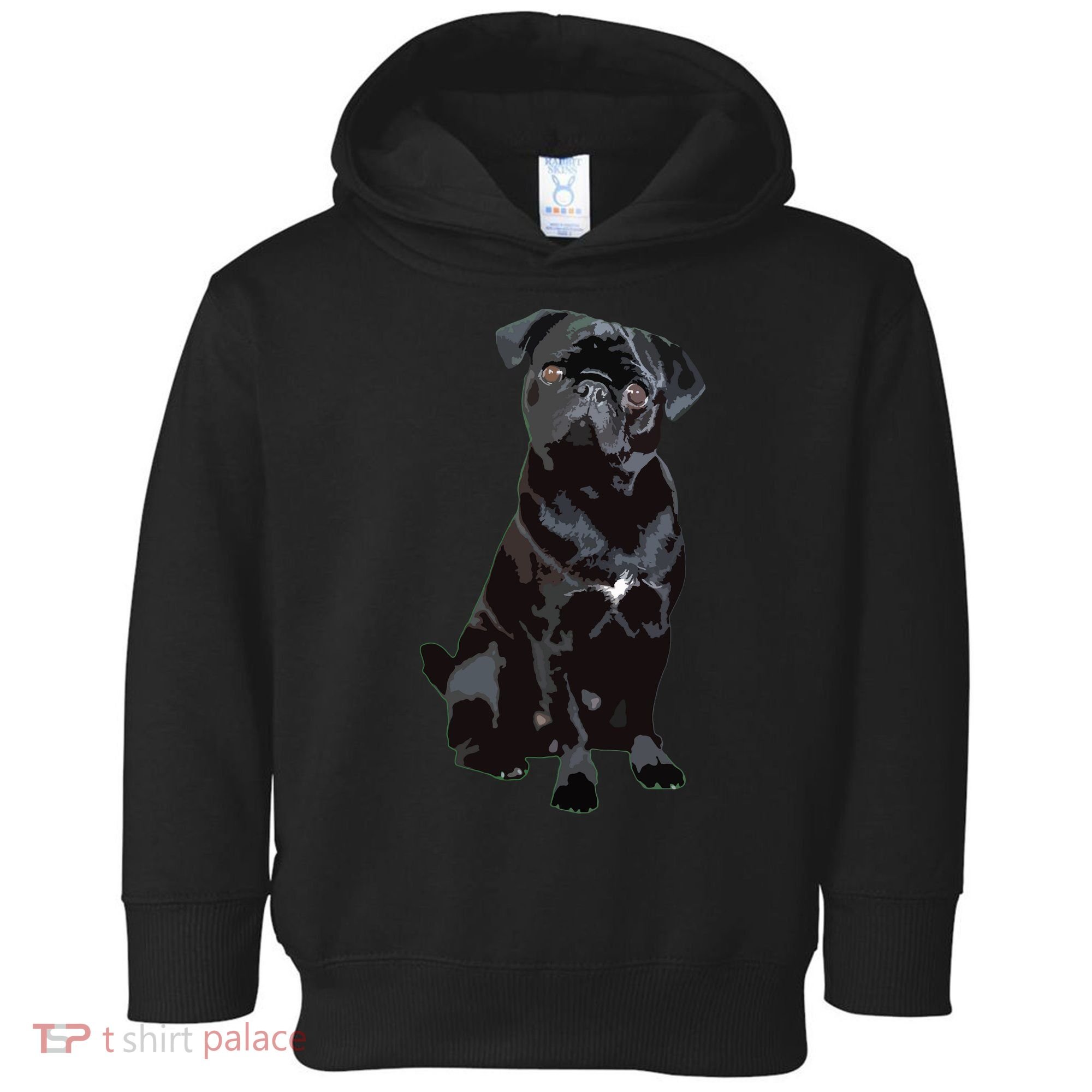 Black Pug Dog For Dog Mom Dad Funny Cute Black Pug Toddler Hoodie