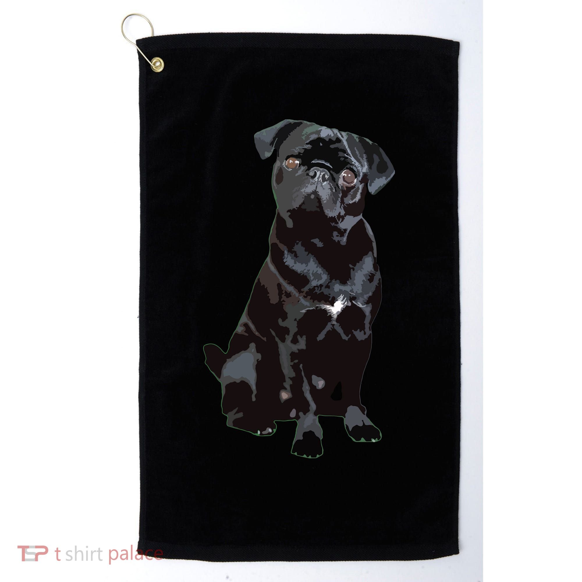 Black Pug Dog For Dog Mom Dad Funny Cute Black Pug Golf Towel