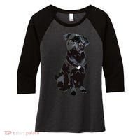 Black Pug Dog For Dog Mom Dad Funny Cute Black Pug Women's Tri-Blend 3/4-Sleeve Raglan Shirt thumb 0