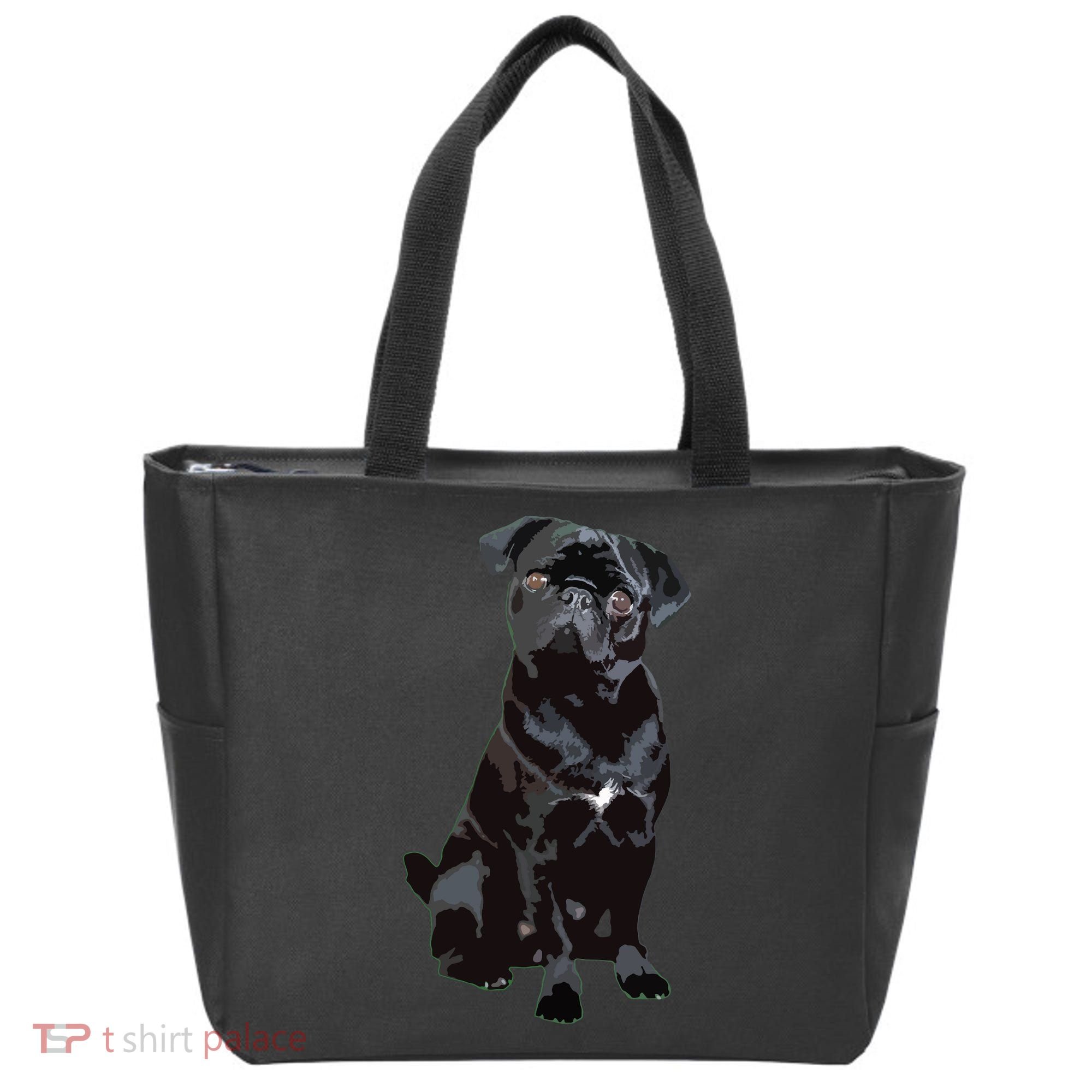 Black Pug Dog For Dog Mom Dad Funny Cute Black Pug Tote Bag