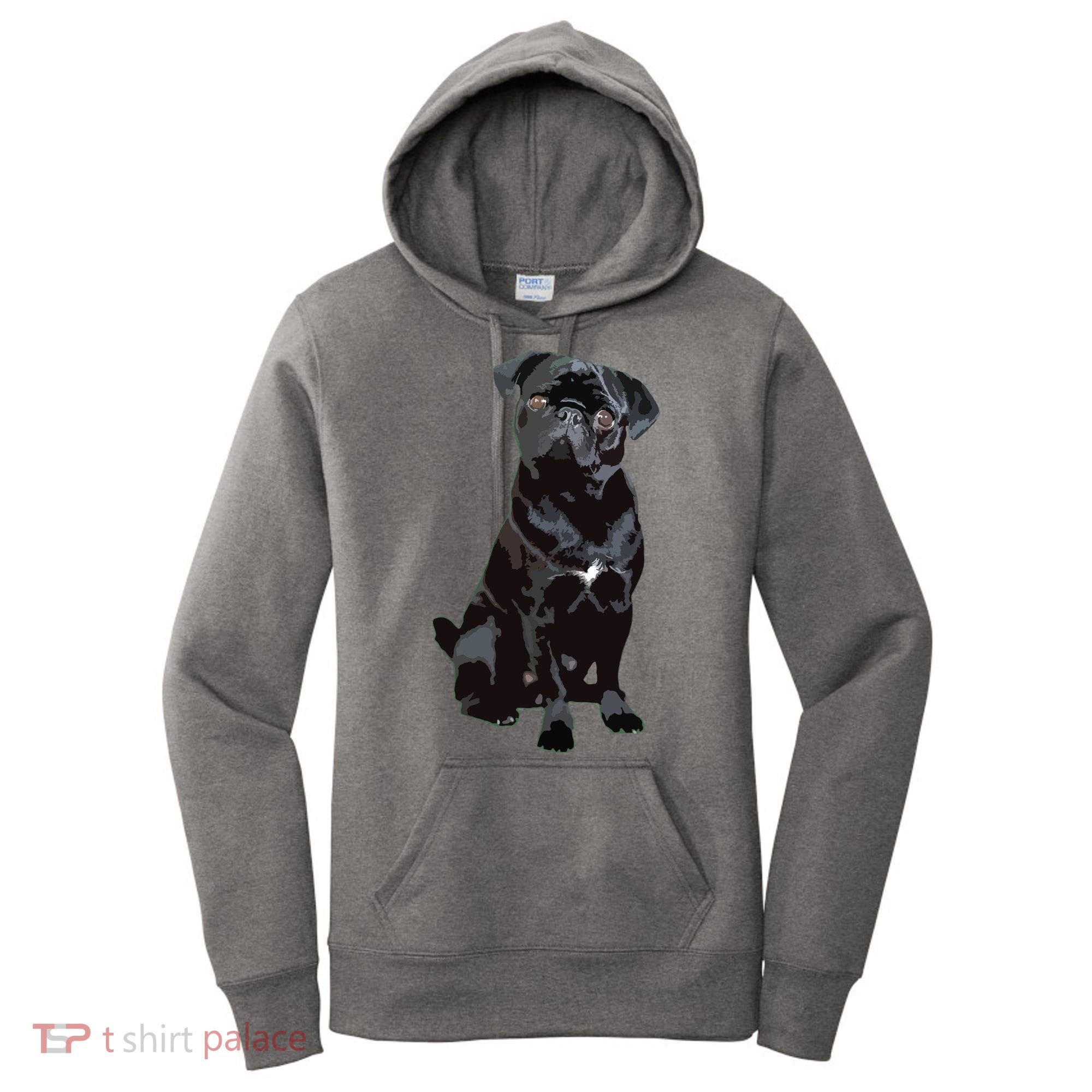 Black Pug Dog For Dog Mom Dad Funny Cute Black Pug Women's Hoodie
