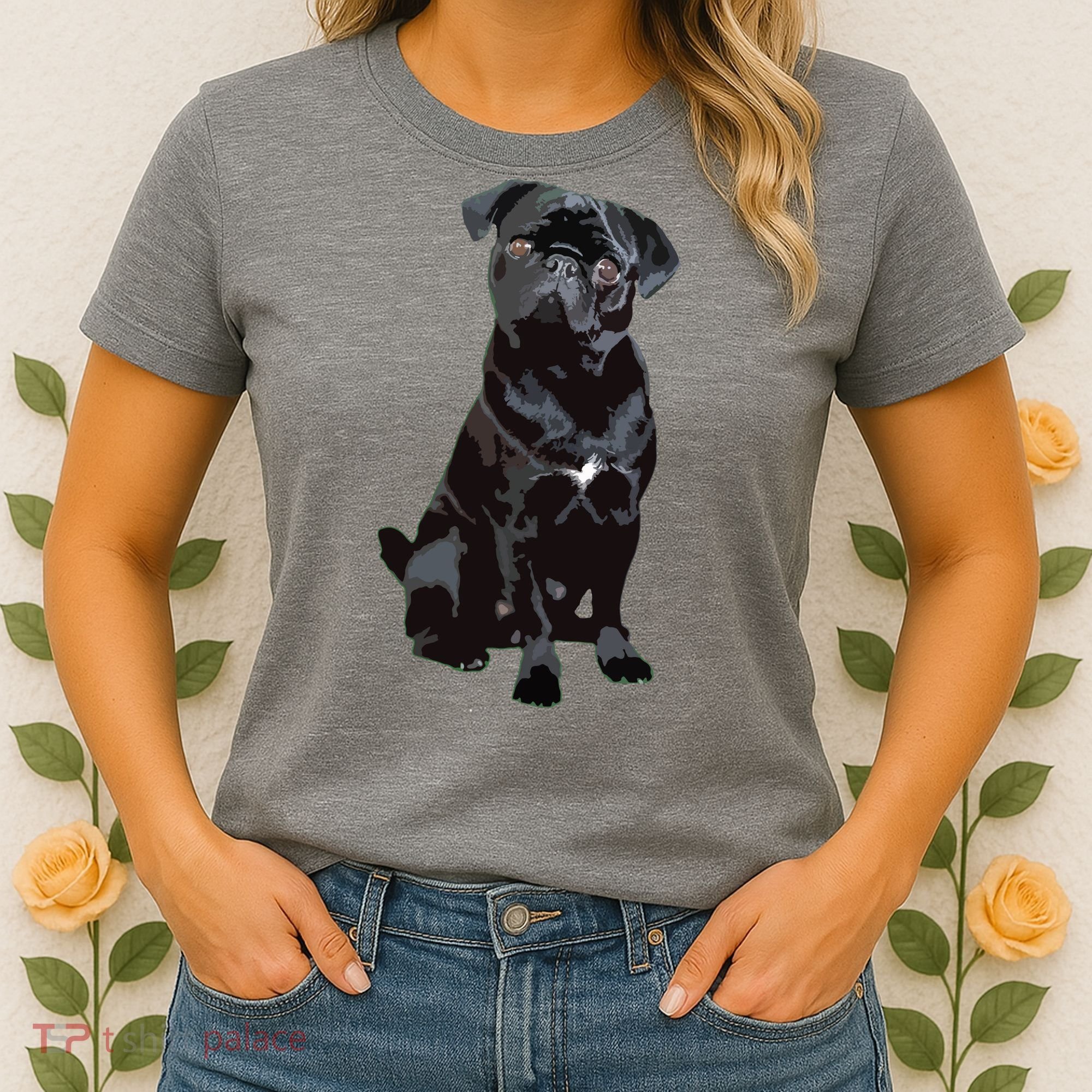 Black Pug Dog For Dog Mom Dad Funny Cute Black Pug Women's T-Shirt