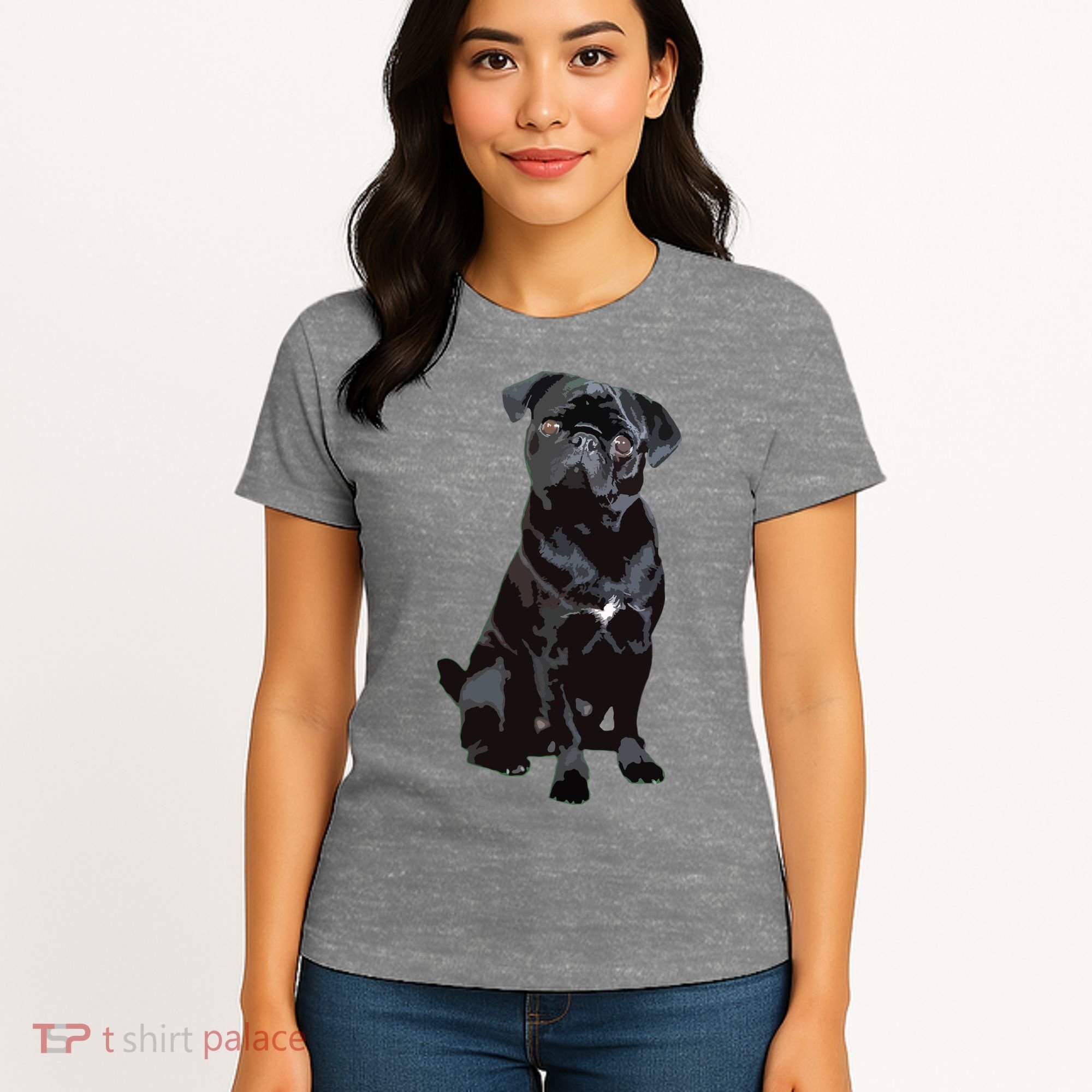 Black Pug Dog For Dog Mom Dad Funny Cute Black Pug Women's T-Shirt