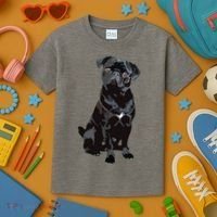 Black Pug Dog For Dog Mom Dad Funny Cute Black Pug Kids T-Shirt thumb 3