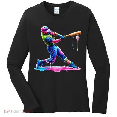 Baseball Player Drip Ice Cream Gift Women's Long Sleeve Shirt