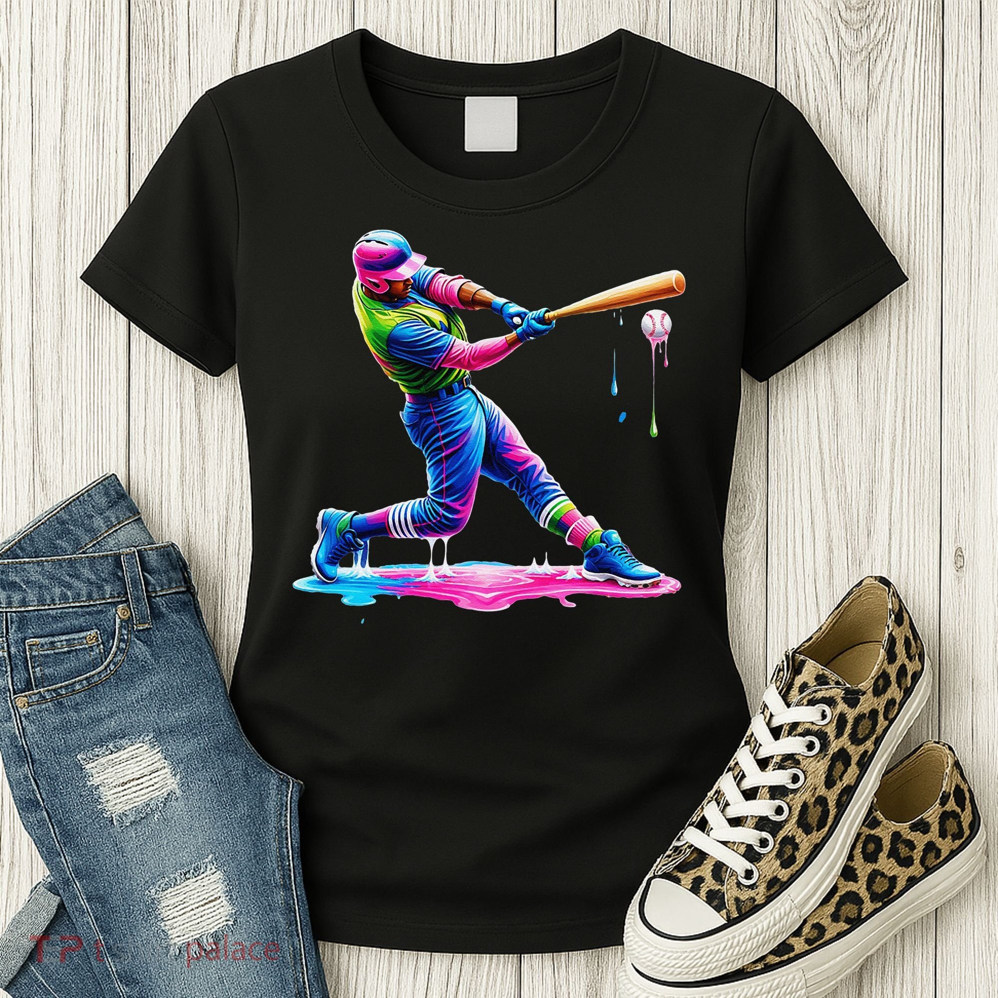 Baseball Player Drip Ice Cream Gift Women's T-Shirt