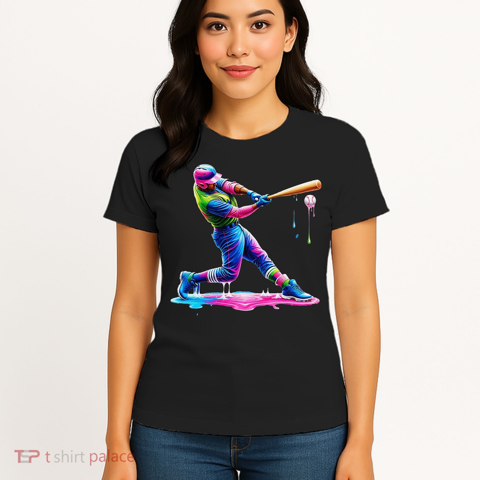 Baseball Player Drip Ice Cream Gift Women's T-Shirt