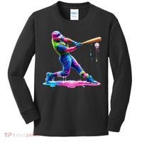 Baseball Player Drip Ice Cream Gift Kids Long Sleeve Shirt thumb 0
