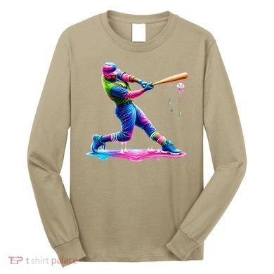 Baseball Player Drip Ice Cream Gift Long Sleeve Shirt
