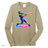 Baseball Player Drip Ice Cream Gift Long Sleeve Shirt thumb 0