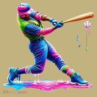 Baseball Player Drip Ice Cream Gift Kids T-Shirt thumb 2