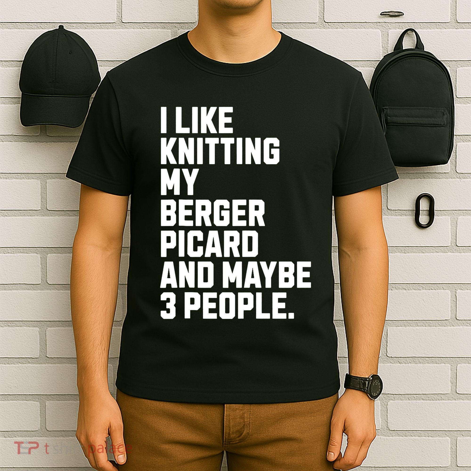 Berger Picard Dog Owner Knitting Lover Funny Knitter T-Shirt