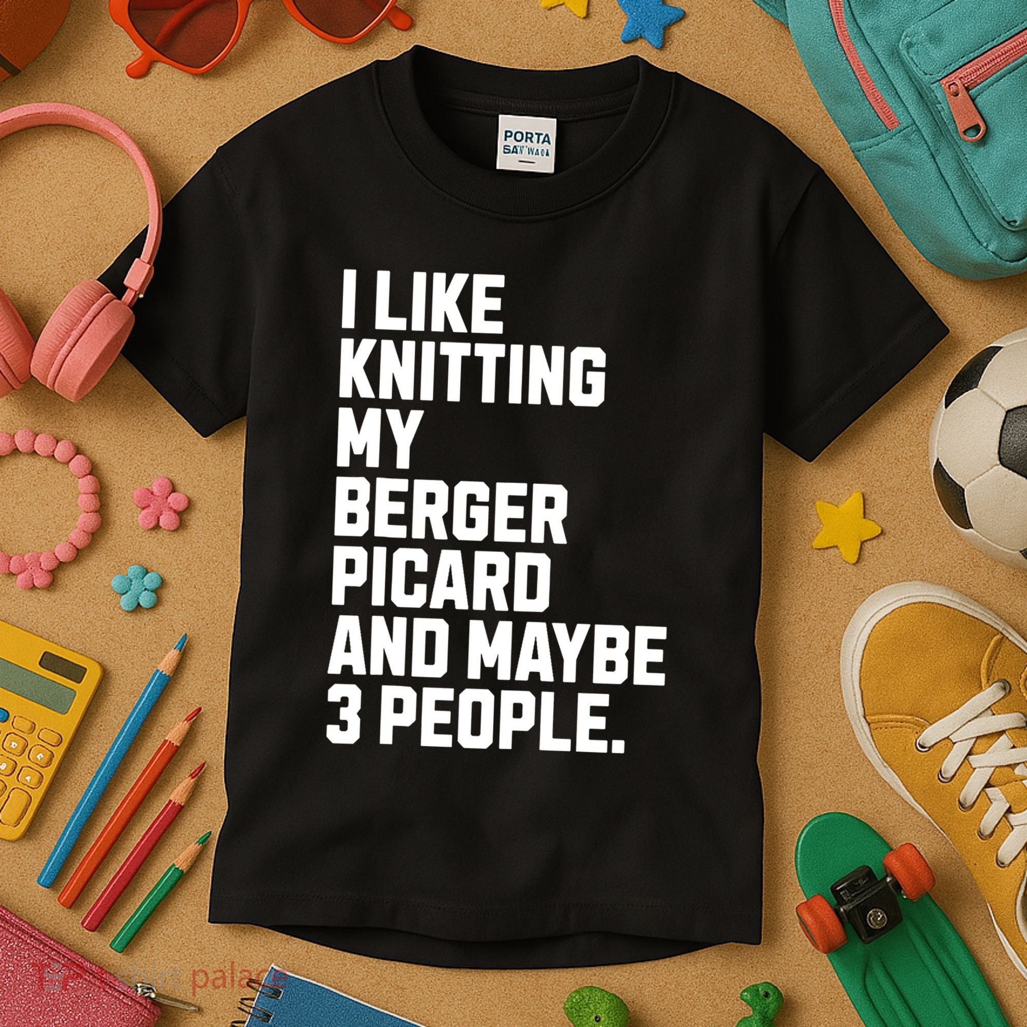 Berger Picard Dog Owner Knitting Lover Funny Knitter Kids T-Shirt