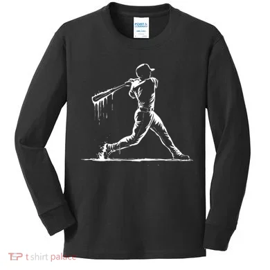 Baseball Player Drip Kids Long Sleeve Shirt