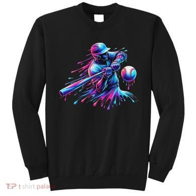 Baseball Player Drip Baseball Ice Cream Watercolor Sweatshirt