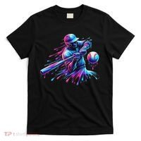 Baseball Player Drip Baseball Ice Cream Watercolor T-Shirt thumb 0