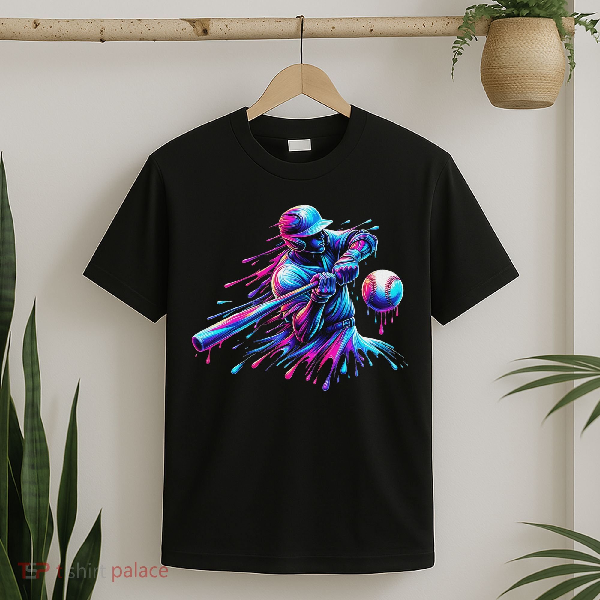 Baseball Player Drip Baseball Ice Cream Watercolor T-Shirt