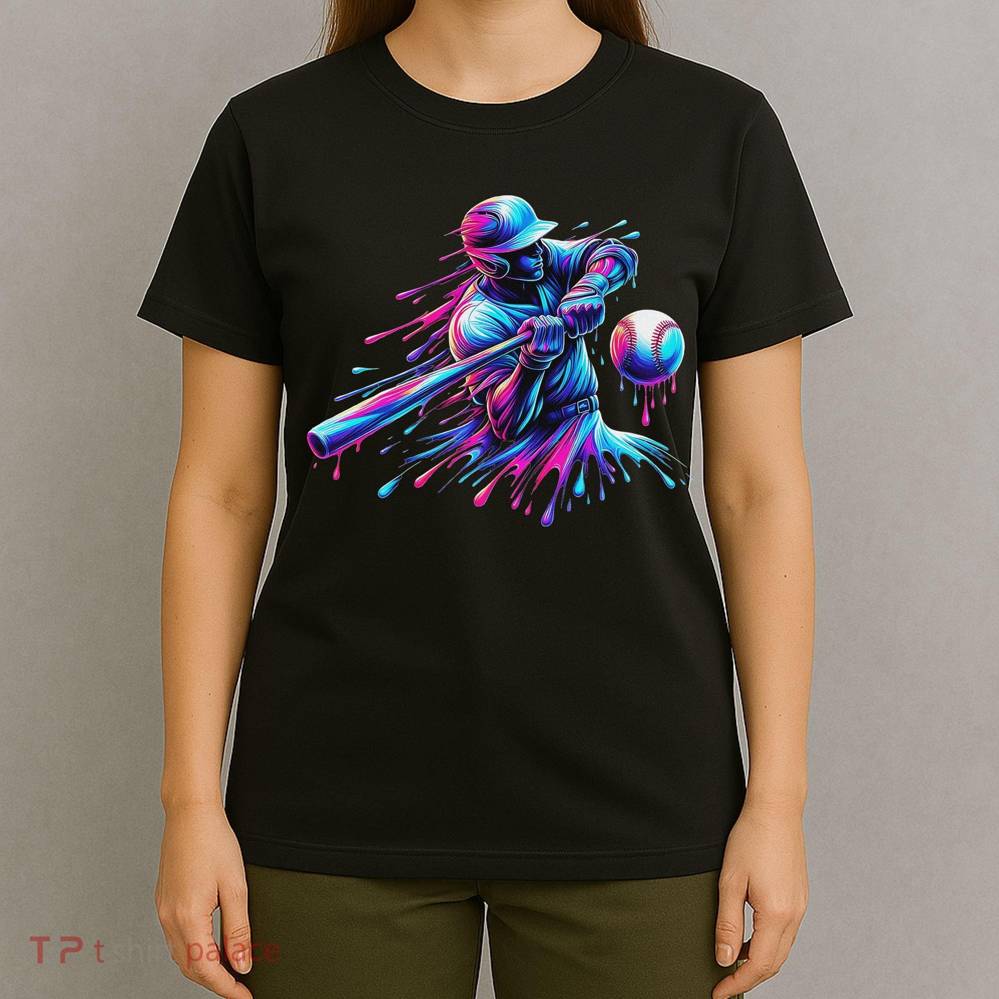 Baseball Player Drip Baseball Ice Cream Watercolor T-Shirt