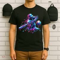 Baseball Player Drip Baseball Ice Cream Watercolor T-Shirt thumb 6