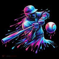 Baseball Player Drip Baseball Ice Cream Watercolor T-Shirt thumb 7