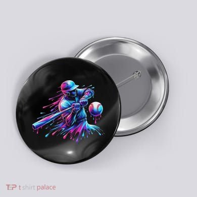 Baseball Player Drip Baseball Ice Cream Watercolor Button