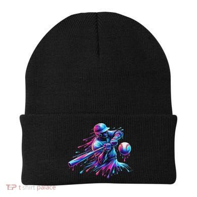 Baseball Player Drip Baseball Ice Cream Watercolor Beanie
