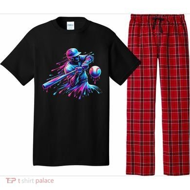 Baseball Player Drip Baseball Ice Cream Watercolor Pajama Set