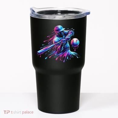 Baseball Player Drip Baseball Ice Cream Watercolor Tumbler